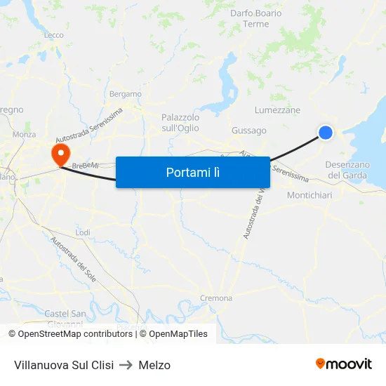Villanuova Sul Clisi to Melzo map