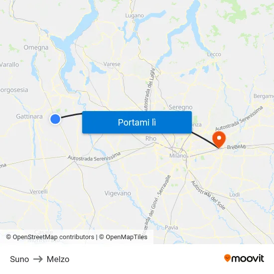 Suno to Melzo map