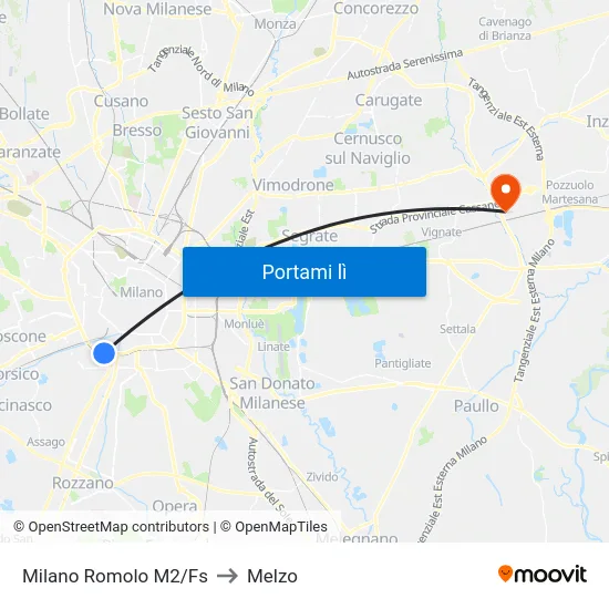 Milano Romolo M2/Fs to Melzo map
