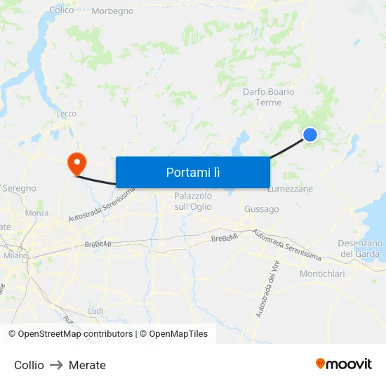 Collio to Merate map