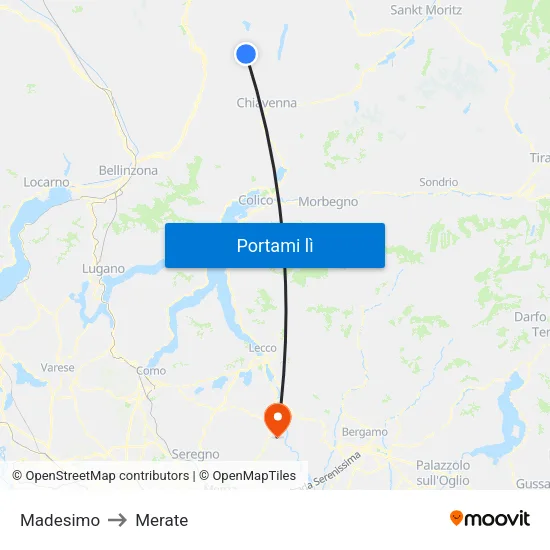 Madesimo to Merate map