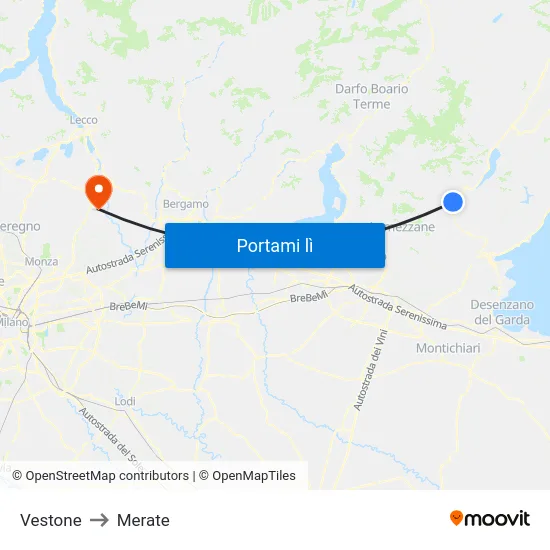 Vestone to Merate map