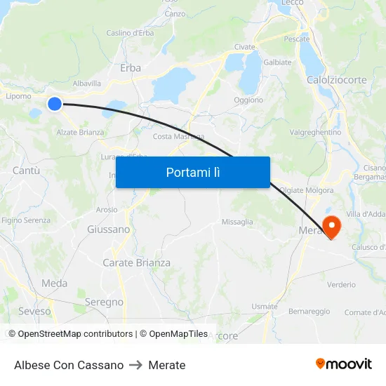Albese Con Cassano to Merate map