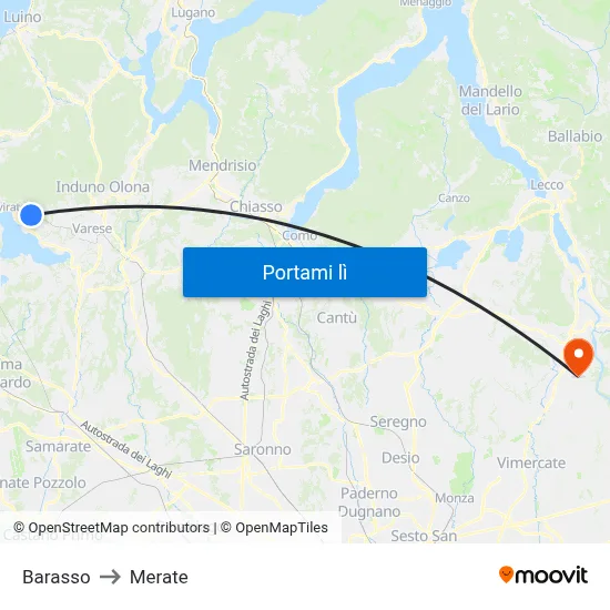Barasso to Merate map