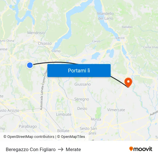 Beregazzo Con Figliaro to Merate map