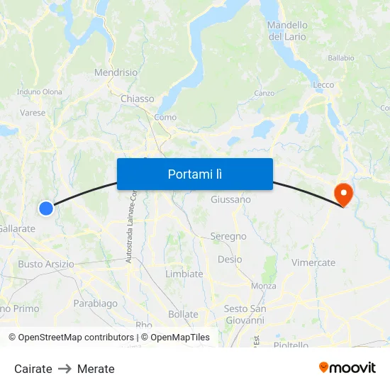 Cairate to Merate map