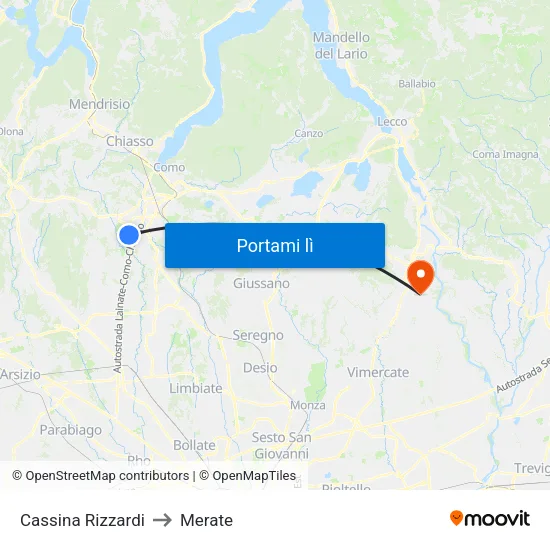Cassina Rizzardi to Merate map