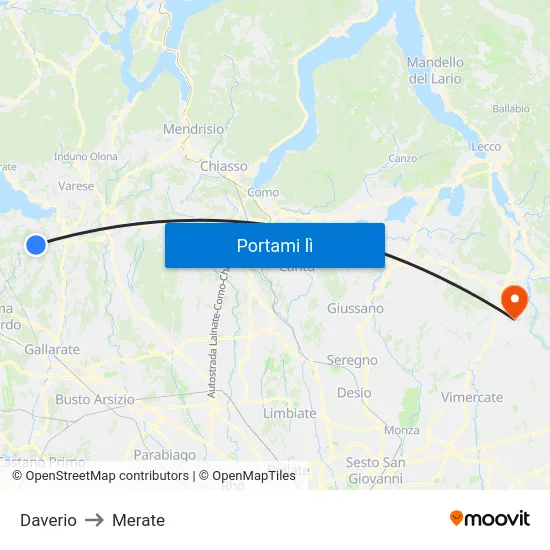Daverio to Merate map