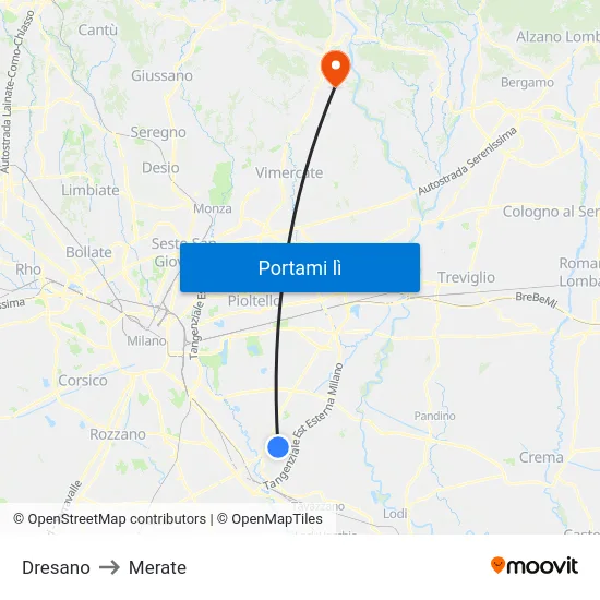 Dresano to Merate map