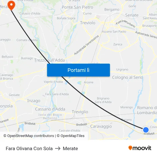 Fara Olivana Con Sola to Merate map
