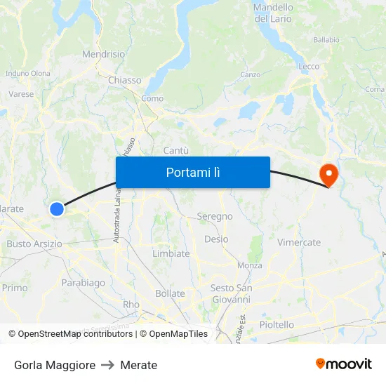 Gorla Maggiore to Merate map