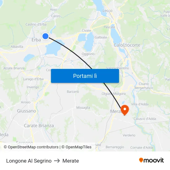 Longone Al Segrino to Merate map