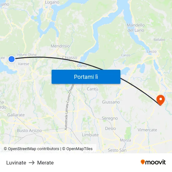 Luvinate to Merate map