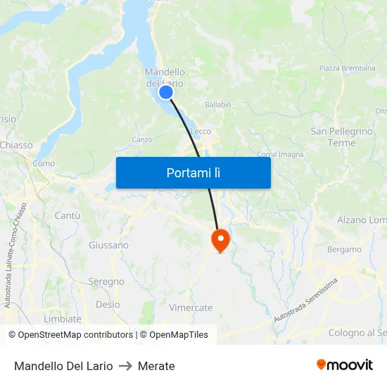 Mandello Del Lario to Merate map