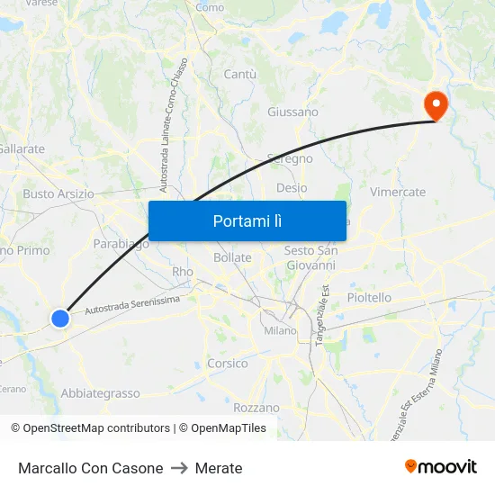Marcallo Con Casone to Merate map