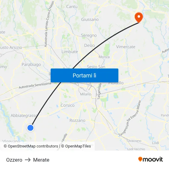 Ozzero to Merate map