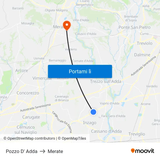 Pozzo D' Adda to Merate map