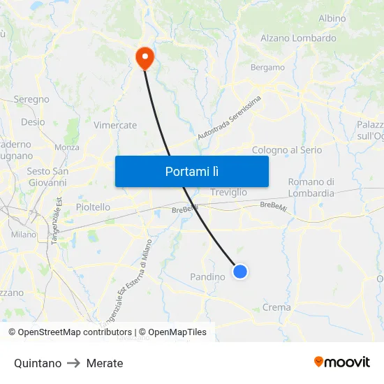 Quintano to Merate map