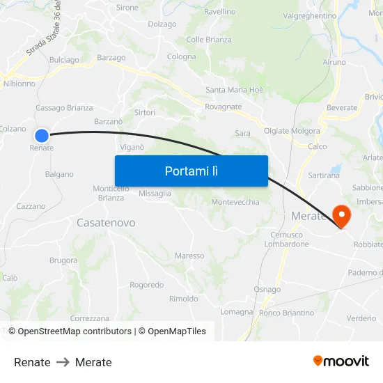 Renate to Merate map