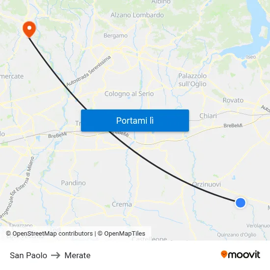 San Paolo to Merate map