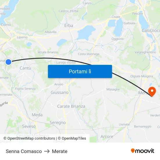 Senna Comasco to Merate map