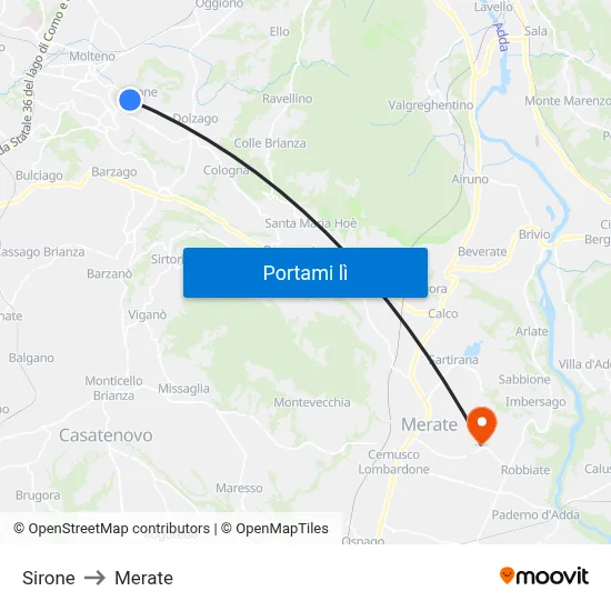 Sirone to Merate map