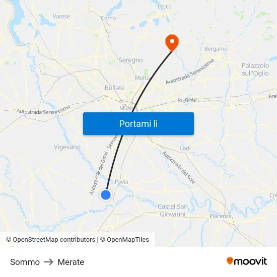 Sommo to Merate map