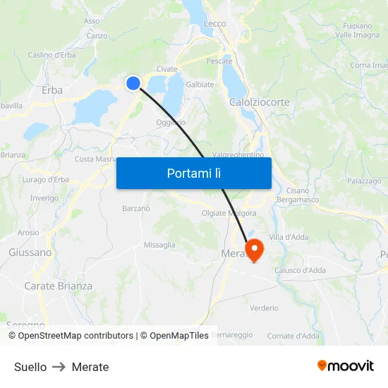 Suello to Merate map