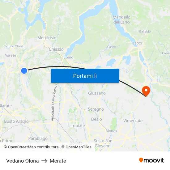 Vedano Olona to Merate map