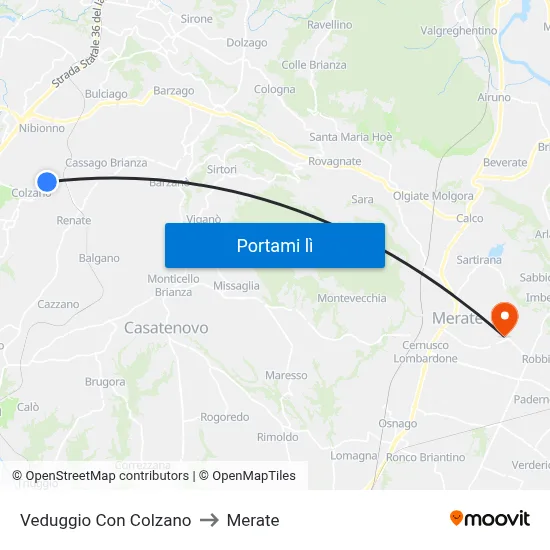 Veduggio Con Colzano to Merate map