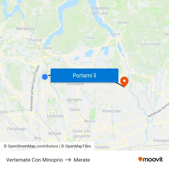 Vertemate Con Minoprio to Merate map