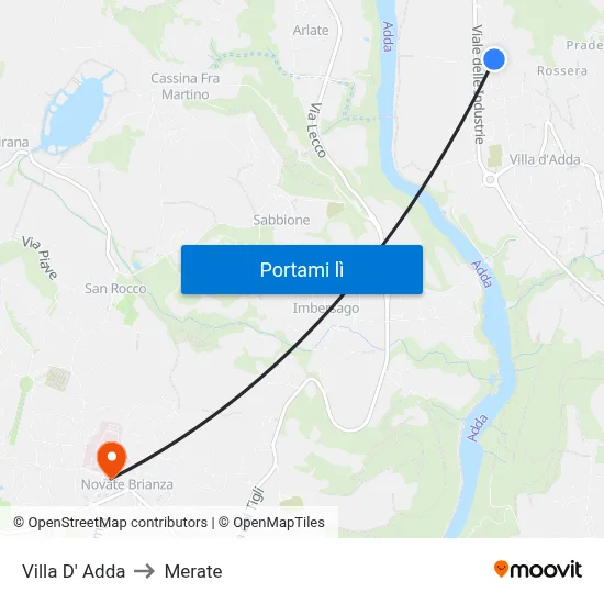 Villa D' Adda to Merate map