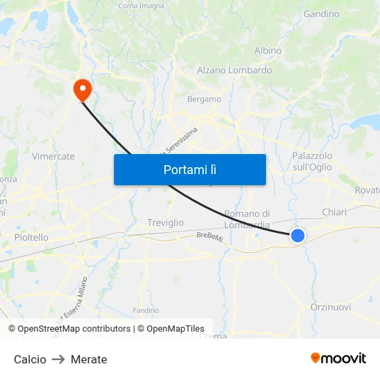 Calcio to Merate map