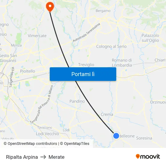 Ripalta Arpina to Merate map