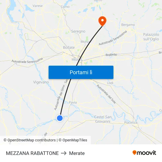 MEZZANA RABATTONE to Merate map