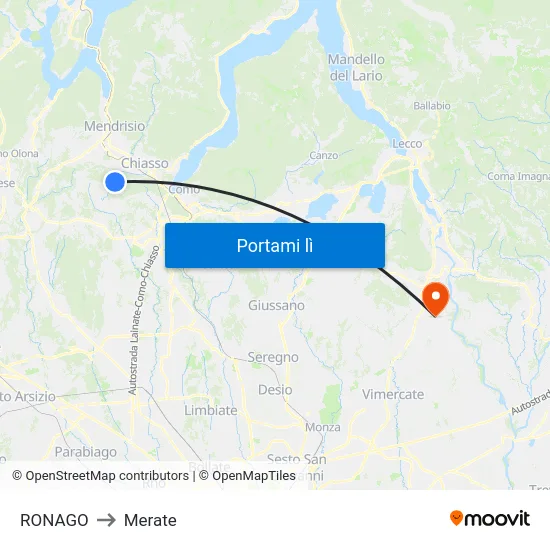RONAGO to Merate map