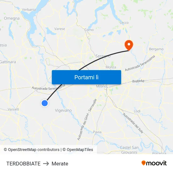 TERDOBBIATE to Merate map