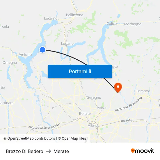 Brezzo Di Bedero to Merate map