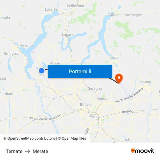 Ternate to Merate map