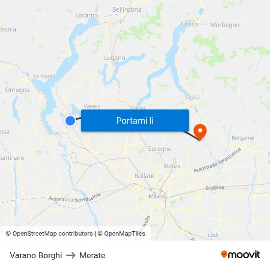 Varano Borghi to Merate map