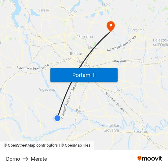 Dorno to Merate map