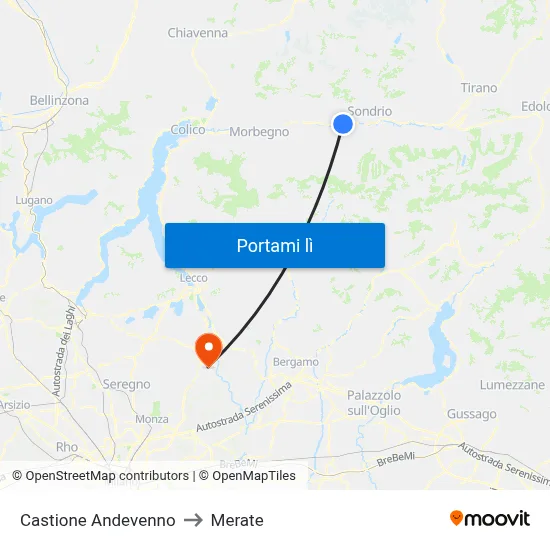 Castione Andevenno to Merate map