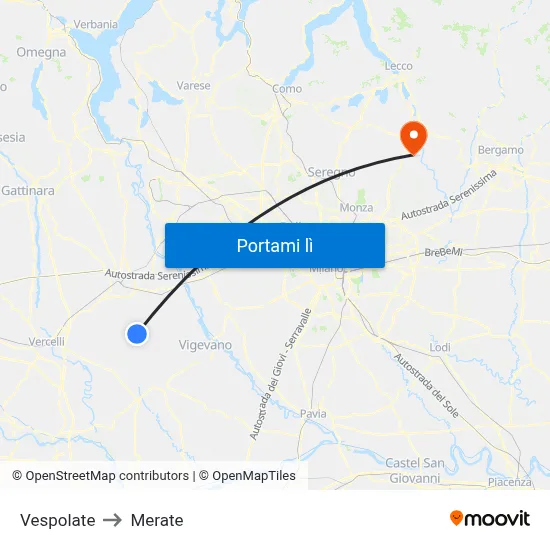 Vespolate to Merate map