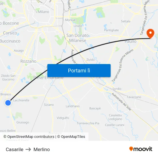 Casarile to Merlino map