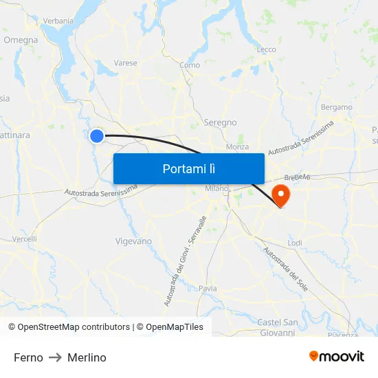 Ferno to Merlino map