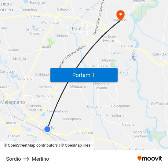 Sordio to Merlino map