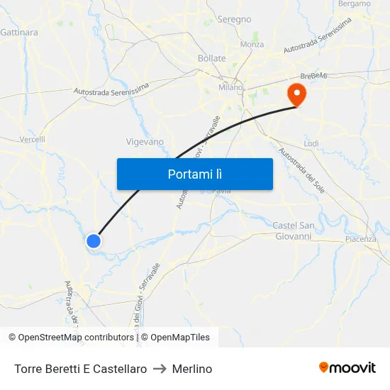 Torre Beretti E Castellaro to Merlino map