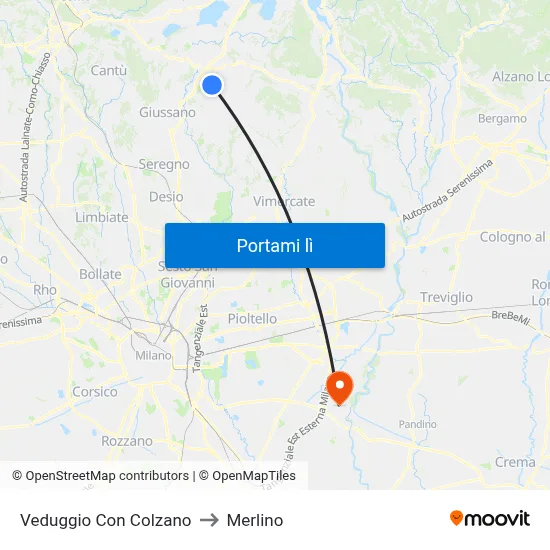 Veduggio Con Colzano to Merlino map