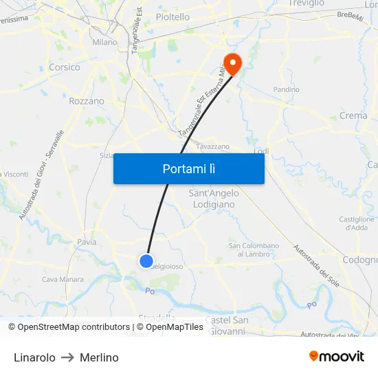 Linarolo to Merlino map