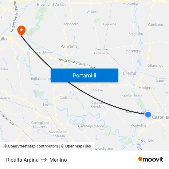 Ripalta Arpina to Merlino map